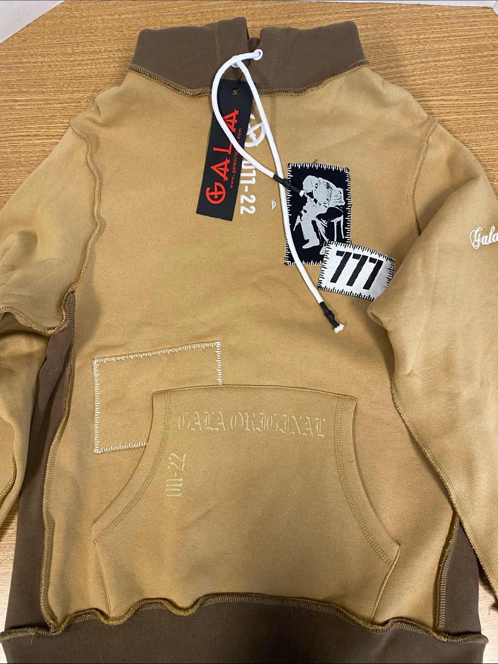Men’s Gala Original Patchwork Two-Tone Brown Pullover Hoodie